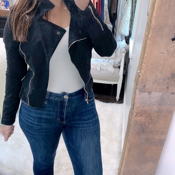 True Religion crop black denim jacket size small - Picture 1 of 8